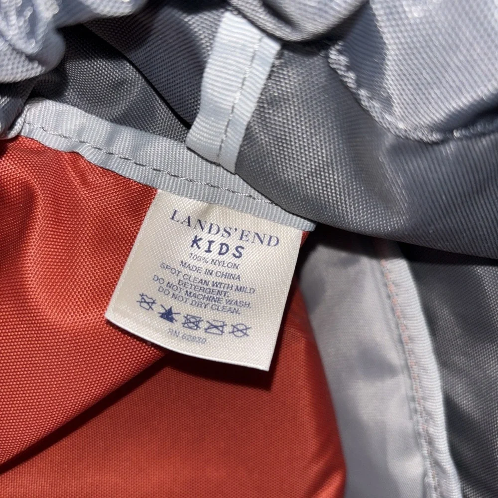 Lands End Packable Drawstring Backpack Or Cinch Big Orange Gray One Shoulder Adj